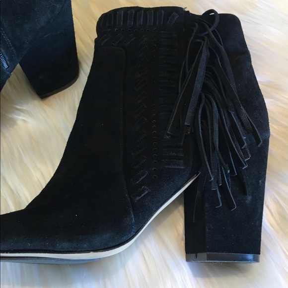 Rebecca Minkoff Iris Fringe Open Toe Bootie (Black) - Picture 4 of 4